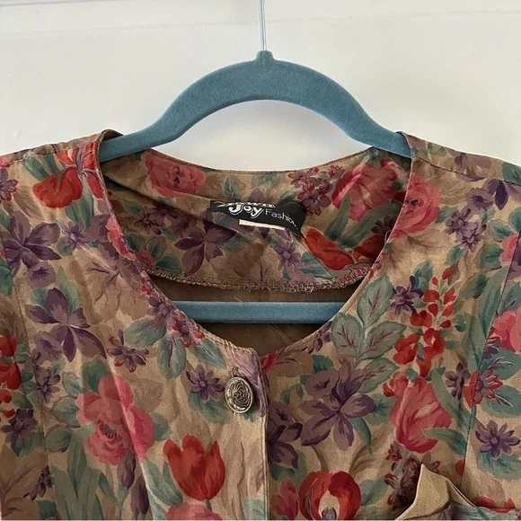 Vintage 70s Dawn Joy Brown Floral Button Up Dress Women’s Size Small Retro - Picture 3 of 16